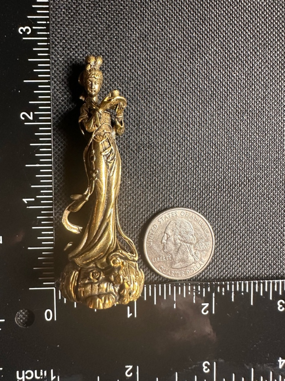 Mini Brass Collectible Figurine Tea Goddess Holding Tea Cup, Vintage Style - Picture 15 of 15